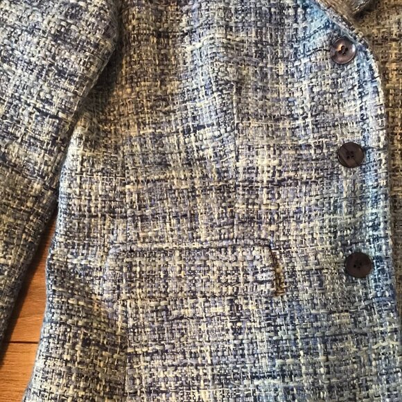Jones New York Essentials Tweed Blazer Suit Jacket - Blue Size 6 Made in Canada - Picture 5 of 12